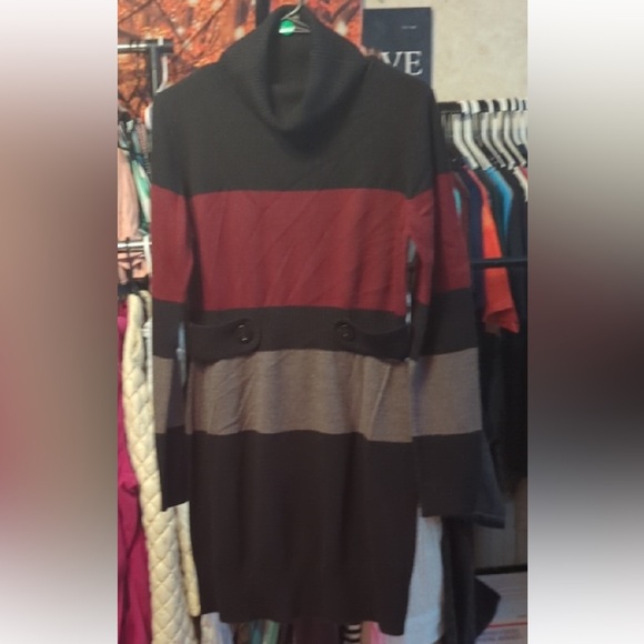 🖤🤍❤️ BCX Striped Turtleneck Sweater Dress | XL 🤍❤️🖤 - Picture 1 of 3